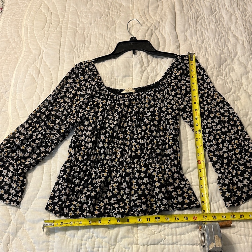 Elegant Black and White Floral Blouse